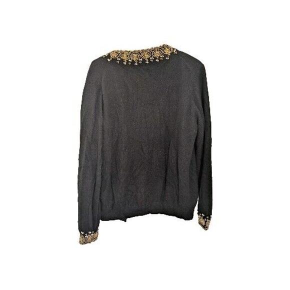 B.J. Kristen Vintage Wool Blend Cardigan Gold Beading Size Women’s M - Picture 2 of 5